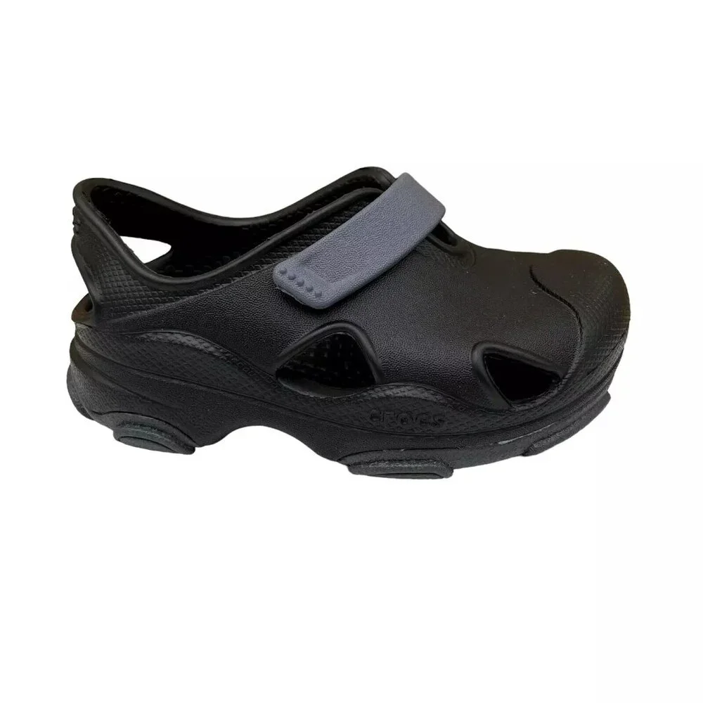 Crocs Baby/Toddler‎ Boys Fisherman Sandals Size 6 Black Closed Toe Slip-on
